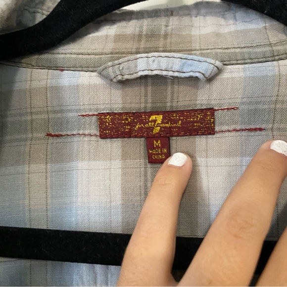 7 for all mankind men’s lightweight plaid button down // Size M - Picture 5 of 5